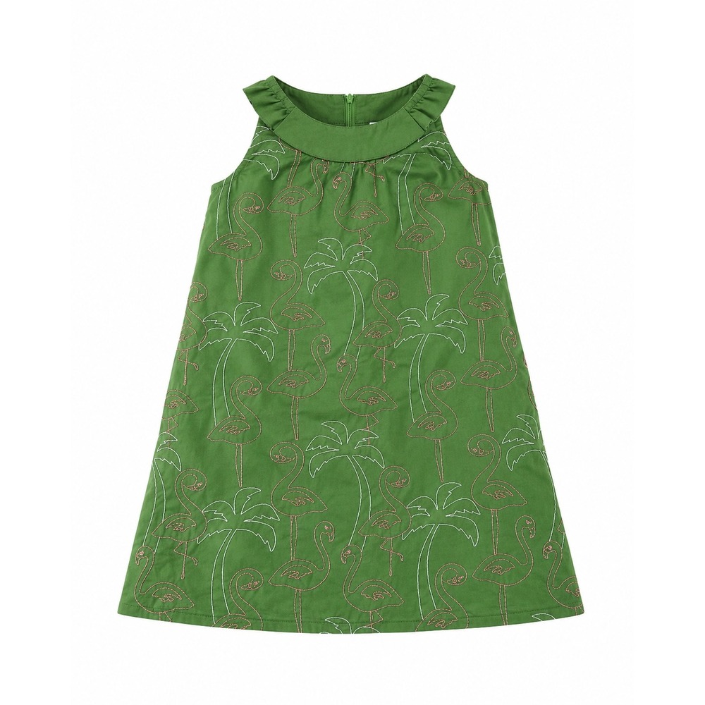 Flamingo‎ Embroidered jumper Shift Dress girls 4 beach coastal vacation preppy